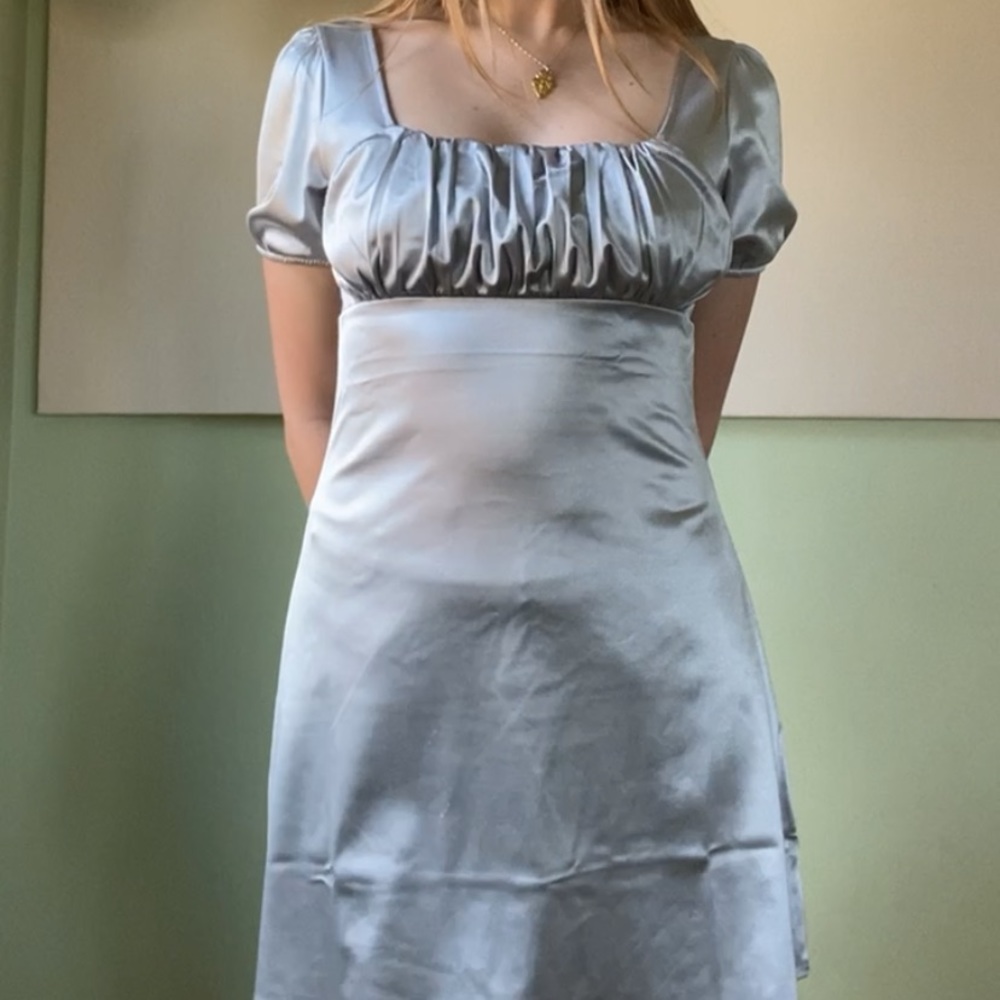 Shiny Mint Mini Dress